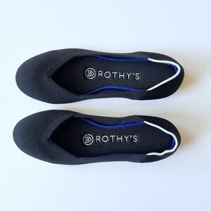 Rothy’s The Flat 5 Round Toe Black Natural Ballet Shoes Washable